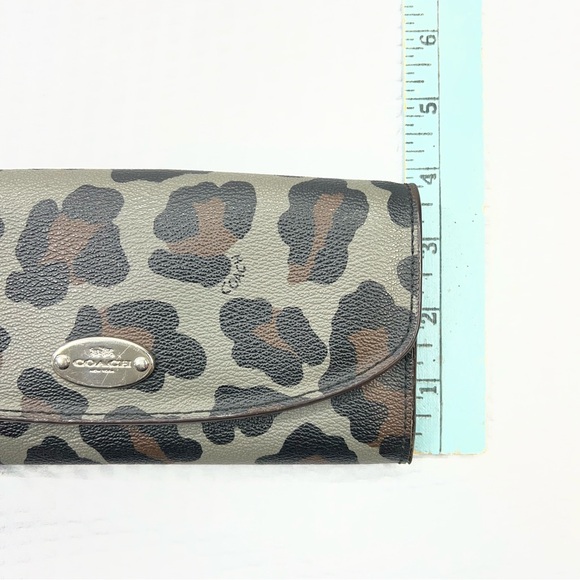 Coach Leopard Print Wallet in Gray and Brown - Picture 3 of 8